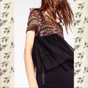 Zara beaded tulle top